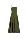 Veronica Beard Ilona Topstitch Detail Cotton Blend Dress In Green