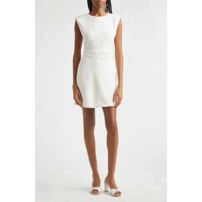Veronica Beard Imara Ruched Sleeveless Minidress In White