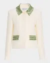 Veronica Beard Imogen Embellished Cropped Jacket In Off White In Off White