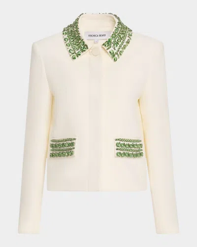 Veronica Beard Imogen Crystal-embellished Jacket In Off White
