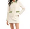 Veronica Beard Imogen Embellished Cropped Jacket In Off White In Neutral