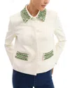 Veronica Beard Imogen Embellished Cropped Jacket In Off White In Off White