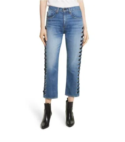 Veronica Beard Ines Lace Up Side Denim Jeans In Blue