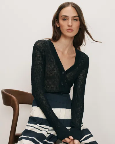 Veronica Beard Ingraham Linen Cardigan In Blue