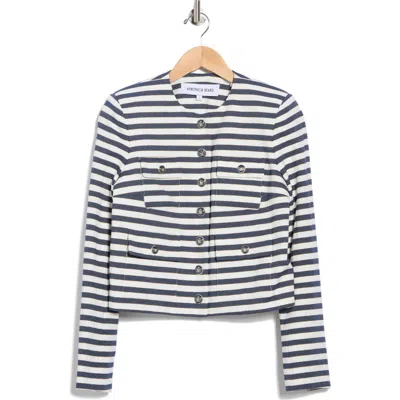 Veronica Beard Isa Stripe Crop Jacket In Blue