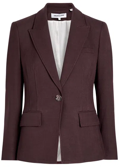 Veronica Beard Isaac Fitted Woven Blazer In Burgundy