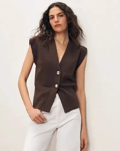 Veronica Beard Isador Knit Vest In Dark Mocha In Black