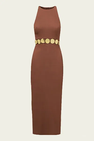 Veronica Beard Isla Gold-medallion Midi Dress In Light Chicory