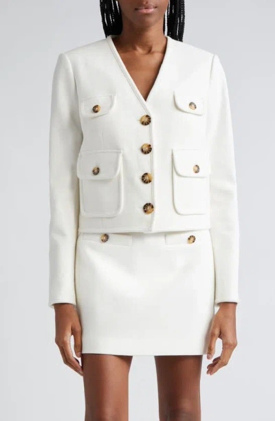 Veronica Beard Isola Stretch Cotton Jacket In Off White