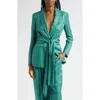 Veronica Beard Issel Chain Print Tie Waist Jacket In Green