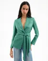 Veronica Beard Issel Chain Print Tie Waist Jacket In Green