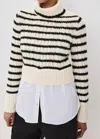 Veronica Beard Iyla Turtleneck In Ivory/black