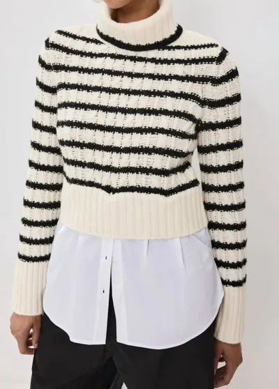 Veronica Beard Iyla Turtleneck In Ivory/black
