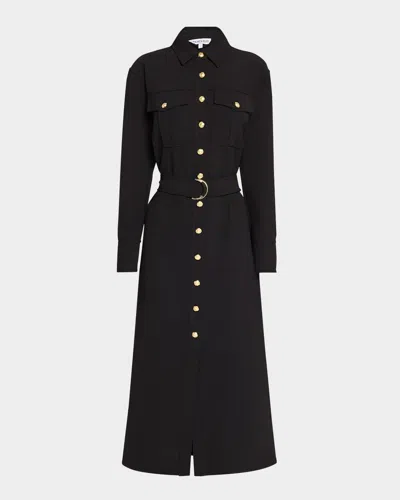 Veronica Beard Jaden Belted Shirtdress In Black