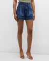 Veronica Beard Jaffe Jeansshorts Mit Falten In Bright Blue