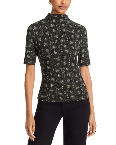 Veronica Beard James Mock Neck Top In Green