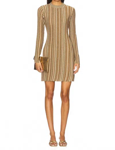 Veronica Beard Jane Metallic Striped Ribbed-knit Mini Dress In Brown