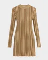 Veronica Beard Jane Stripe Long-sleeve Mini Dress In Gold Bronze