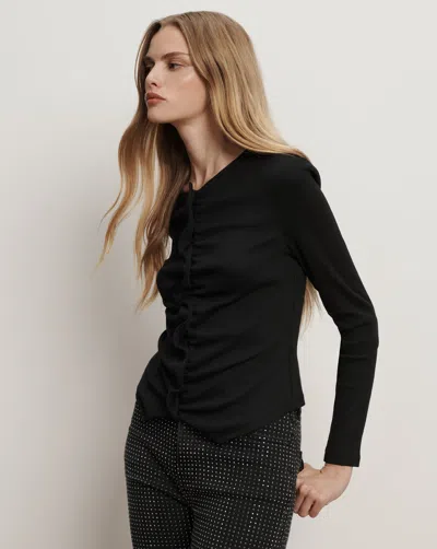 Veronica Beard Jasminah Button-front Top In Black