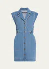 Veronica Beard Jax Denim Mini Dress In Light Cornflower In Light Cornflower
