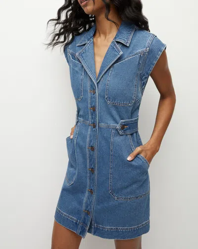 Veronica Beard Jax Denim Shirt Dress In Light Cornflower