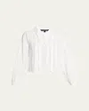 Veronica Beard Jaxon Pleated V-neck Top In White