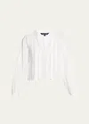 Veronica Beard Jaxon Pleated V-neck Top In White