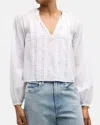 Veronica Beard Jaxon Pleated V-neck Top In White
