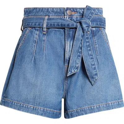 Veronica Beard Jaylen Tie Waist Denim Shorts In Blue