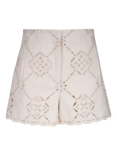 Veronica Beard Jazmin Broderie-anglaise Shorts In Neutral
