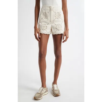 Veronica Beard Jazmin High Waist Eyelet Embroidered Shorts In Ecru