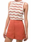 Veronica Beard Jerrel Chevron Stripe Cotton Blend Sleeveless Sweater