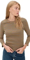 Veronica Beard Jean 3/4 Sleeve Pruitt Tee Brown Multi In Multi