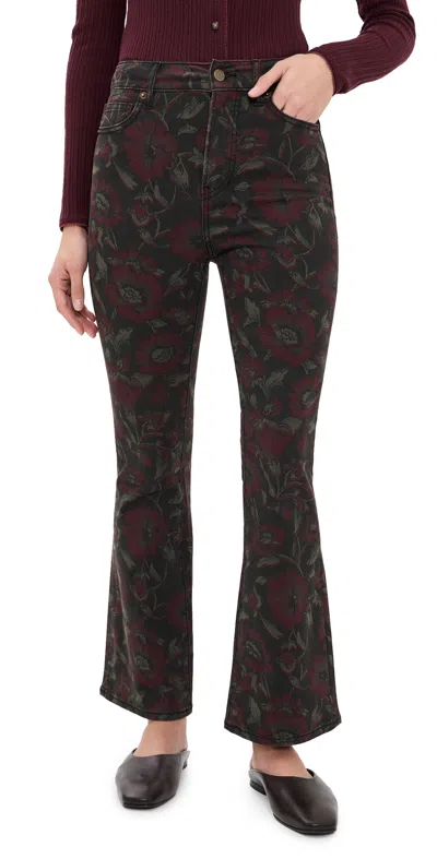 Veronica Beard Jean Carson Floral Jeans Washed Claret Floral