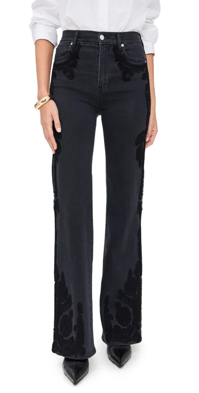 Veronica Beard Jean Crosbie High Rise Wide Leg Washed Onyx In Black