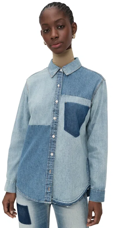 Veronica Beard Jean Dalma Colorblock Button Down Time Travel