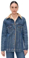 Veronica Beard Jean Donna Jacket With Sherpa Lining City Lights In Blue