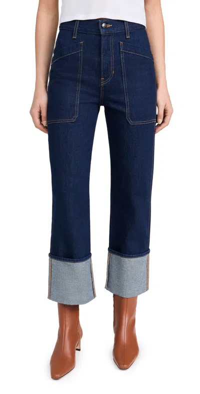 Veronica Beard Jean Dylan High Rise Straight Leg Jeans Indigo Rinse