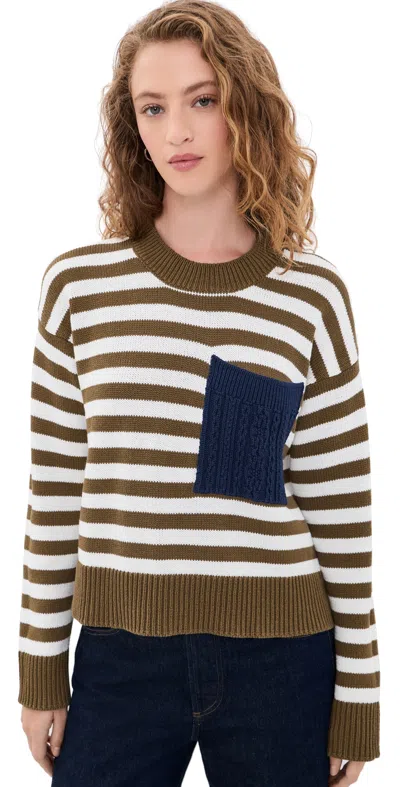 Veronica Beard Jean Emile Pullover Military Olive/dove/heritage