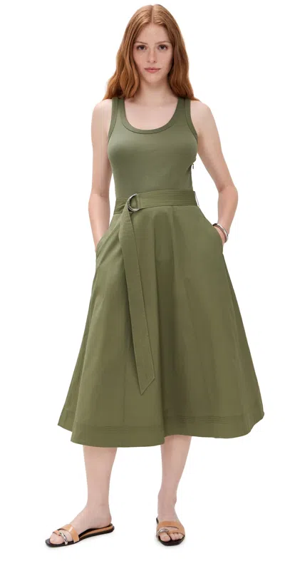 Veronica Beard Jean Ennis Mixed Media Dress Stone Army