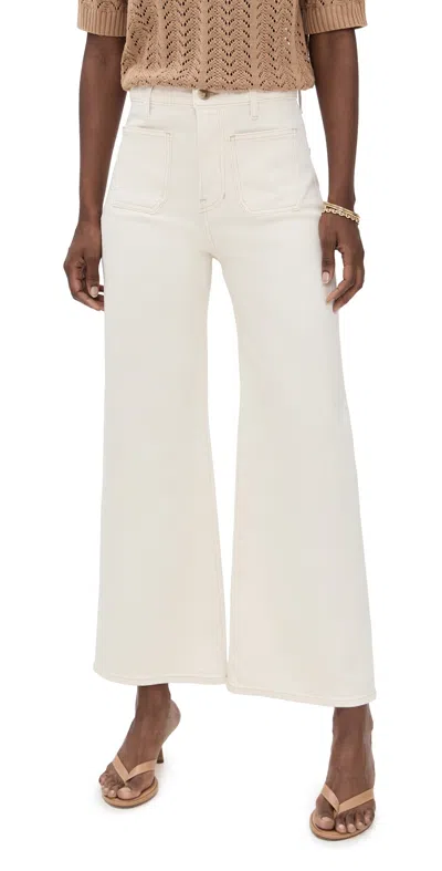 Veronica Beard Jean Grant High Rise Wide Leg Crop Jeans Ecru In Sand