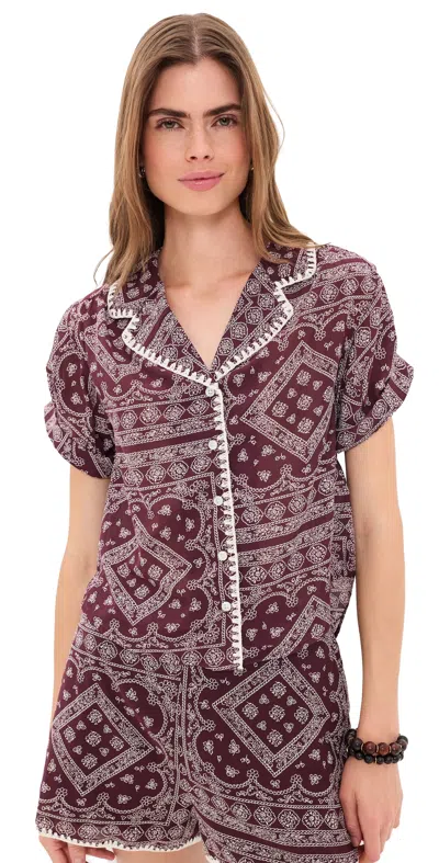 Veronica Beard Jean Ilene Button Down Shirt Raisin/dove