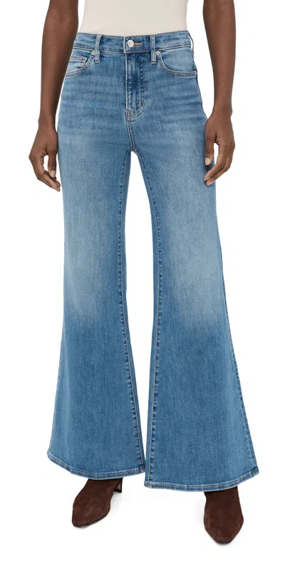 Veronica Beard Jean Joplin High Rise Wide Flare Jeans Pool Party In Blue