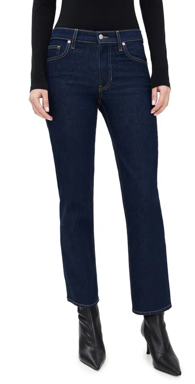 Veronica Beard Jean Leah Mid Rise Straight Leg Jeans Indigo Rinse In Purple