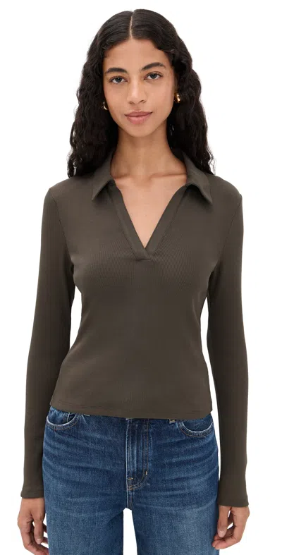 Veronica Beard Jean Long Sleeve Kearney Tee Dark Umber In Brown