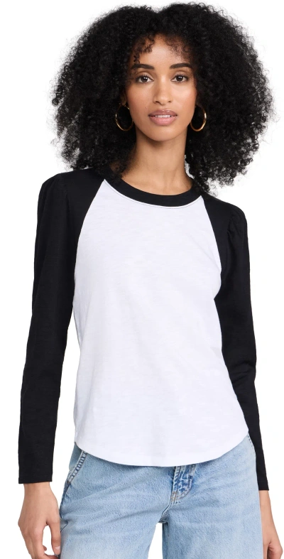 Veronica Beard Jean Mason Baseball Tee White/black In White/black