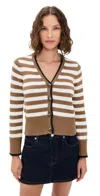 Veronica Beard Jean Monae Cardigan Dark Acorn/dove In Brown
