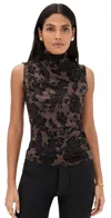 Veronica Beard Jean Mylie Sleeveless Top Dark Lichen/black