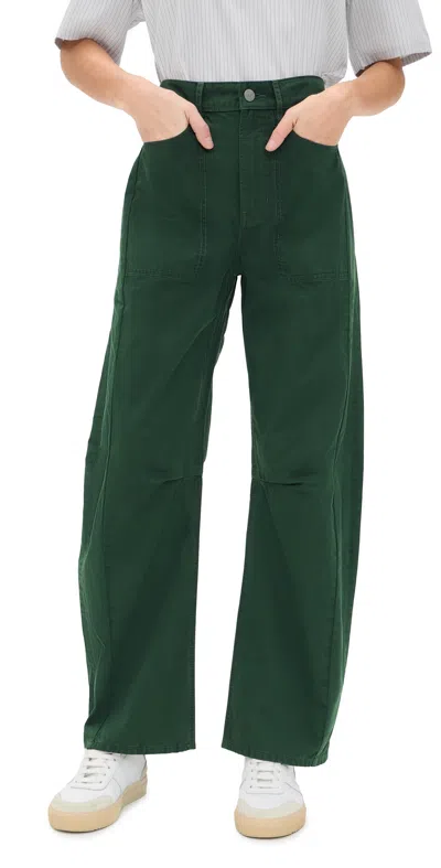 Veronica Beard Jean Sloan Barrel Leg Jeans Dark Hunter Green