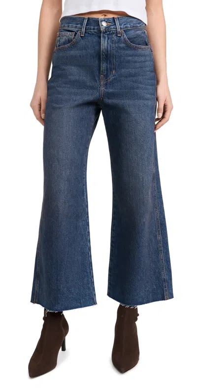 Veronica Beard Jean Taylor Cropped High Rise Wide Jeans Equinox Blue